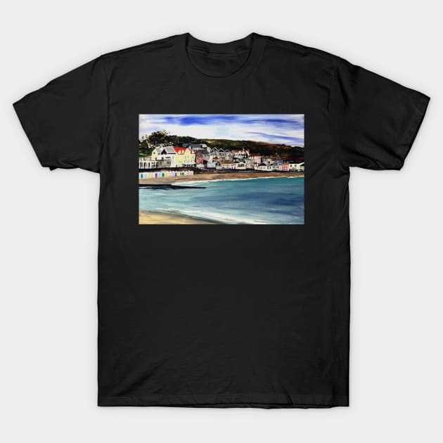 Lyme Regis Seafront T-Shirt by bobpetcher